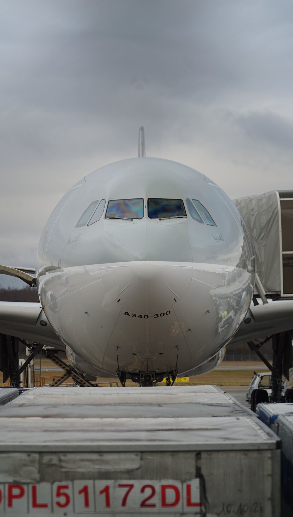 Carros de carga junto al avión